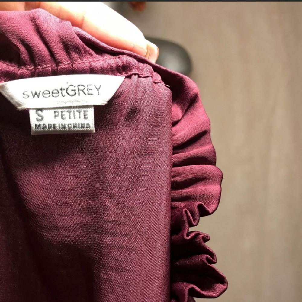 Women Top 3/4 Sleeve WINE BLOUSE SweetGrey sz SP - Picture 5 of 6